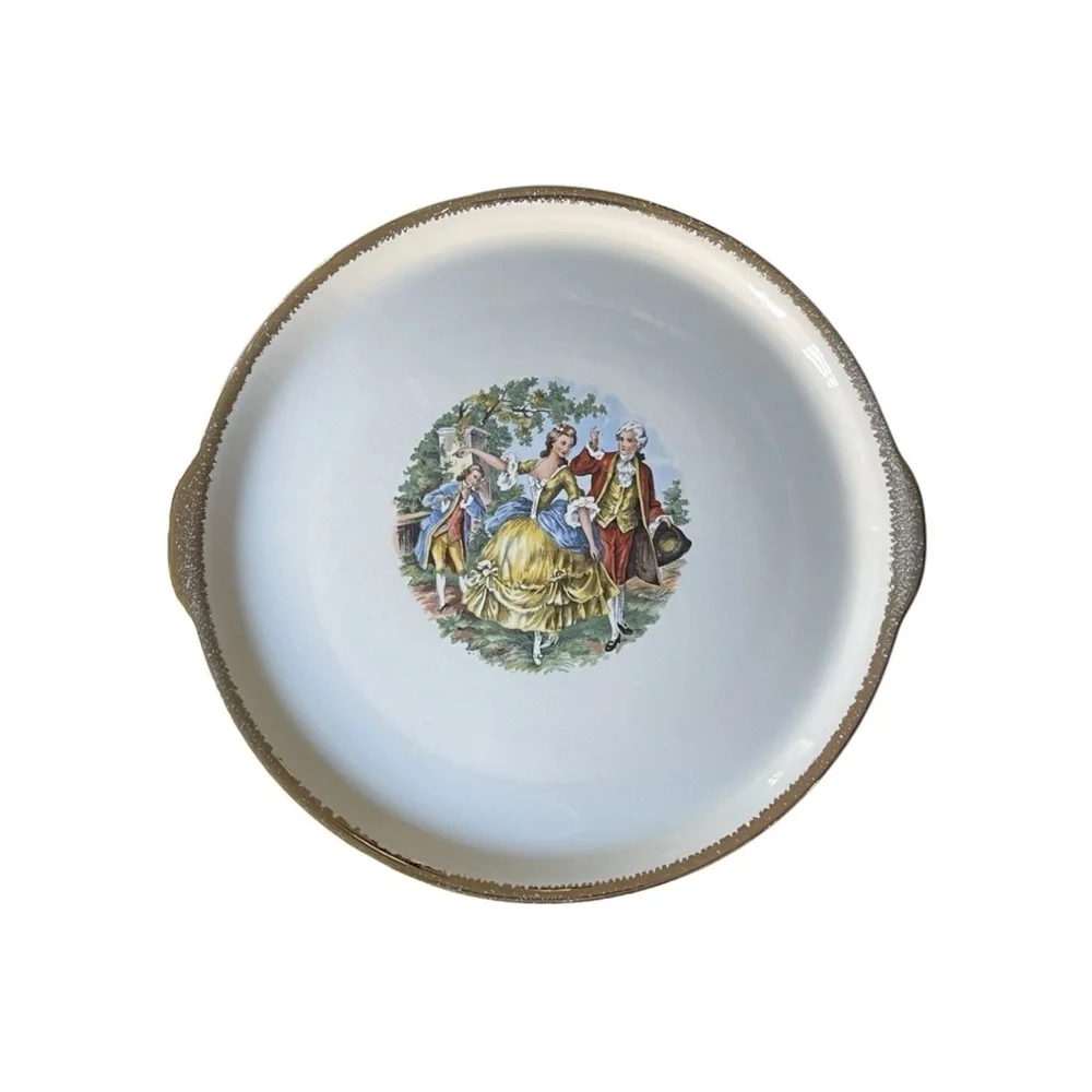 Vtg Cronin China Romantic Courting Tray Gold Trim Regencycore Wall Decor 10.5